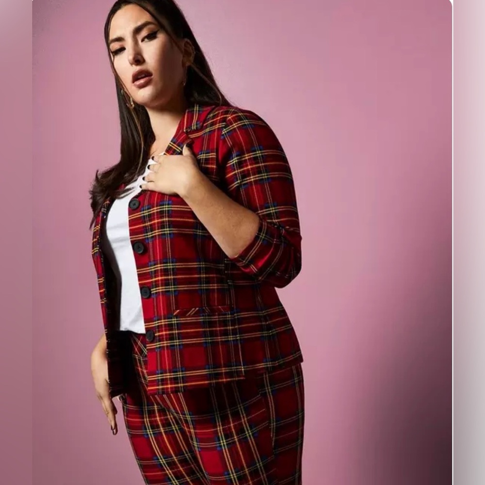 Torrid x Betsey Johnson Plaid Premium Ponte Blazer
